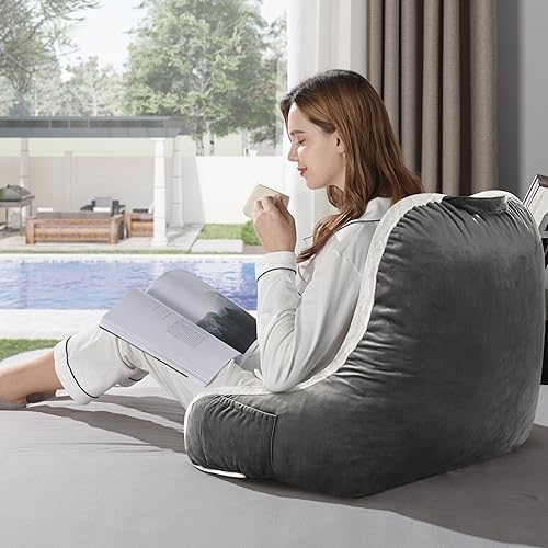 Miniatura 6 de downluxe Almohada de lectura Sherpa con brazos de apoyo, almohadas de cama para sentarse en la camasofá, almohada grande para adultos con espuma