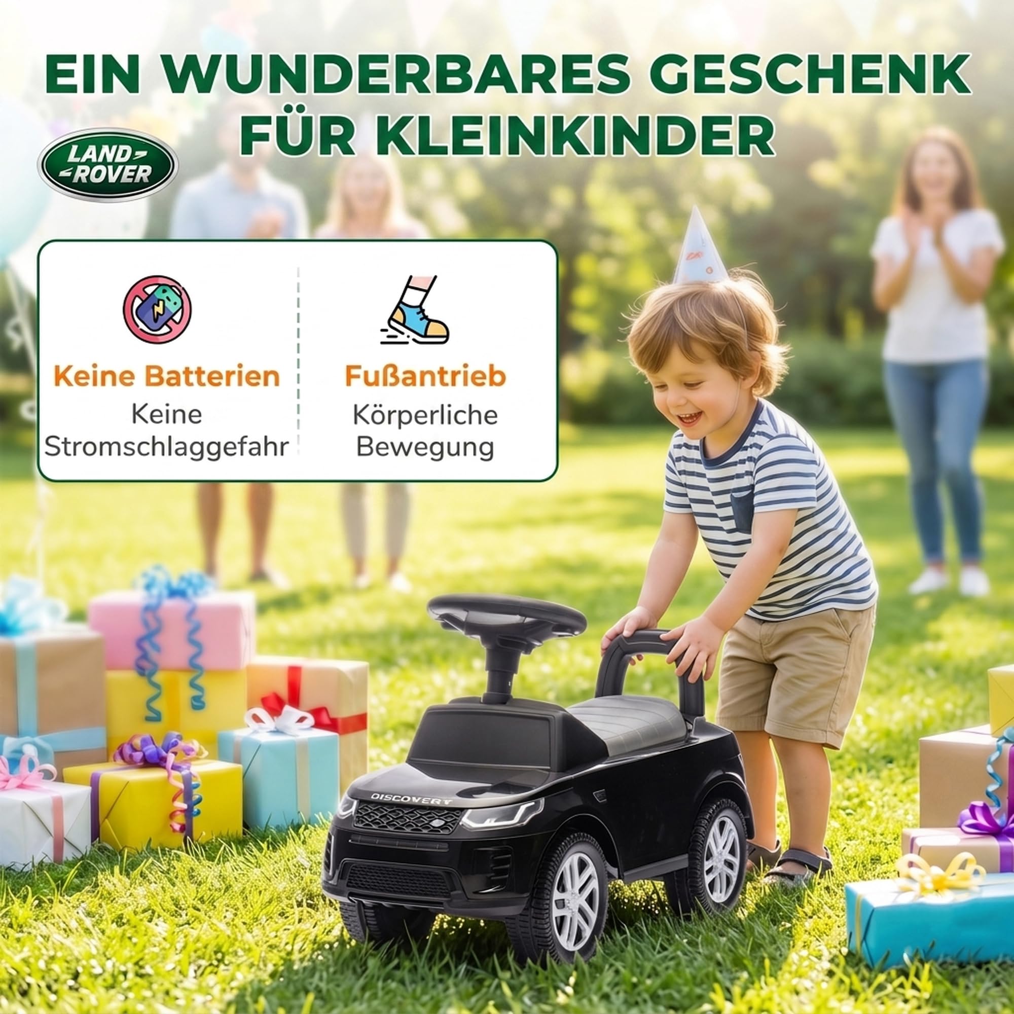 AIYAPLAY LAND ROVER DISCOVERY auto jezdne z klaksonem 18-36 mies. Czarny