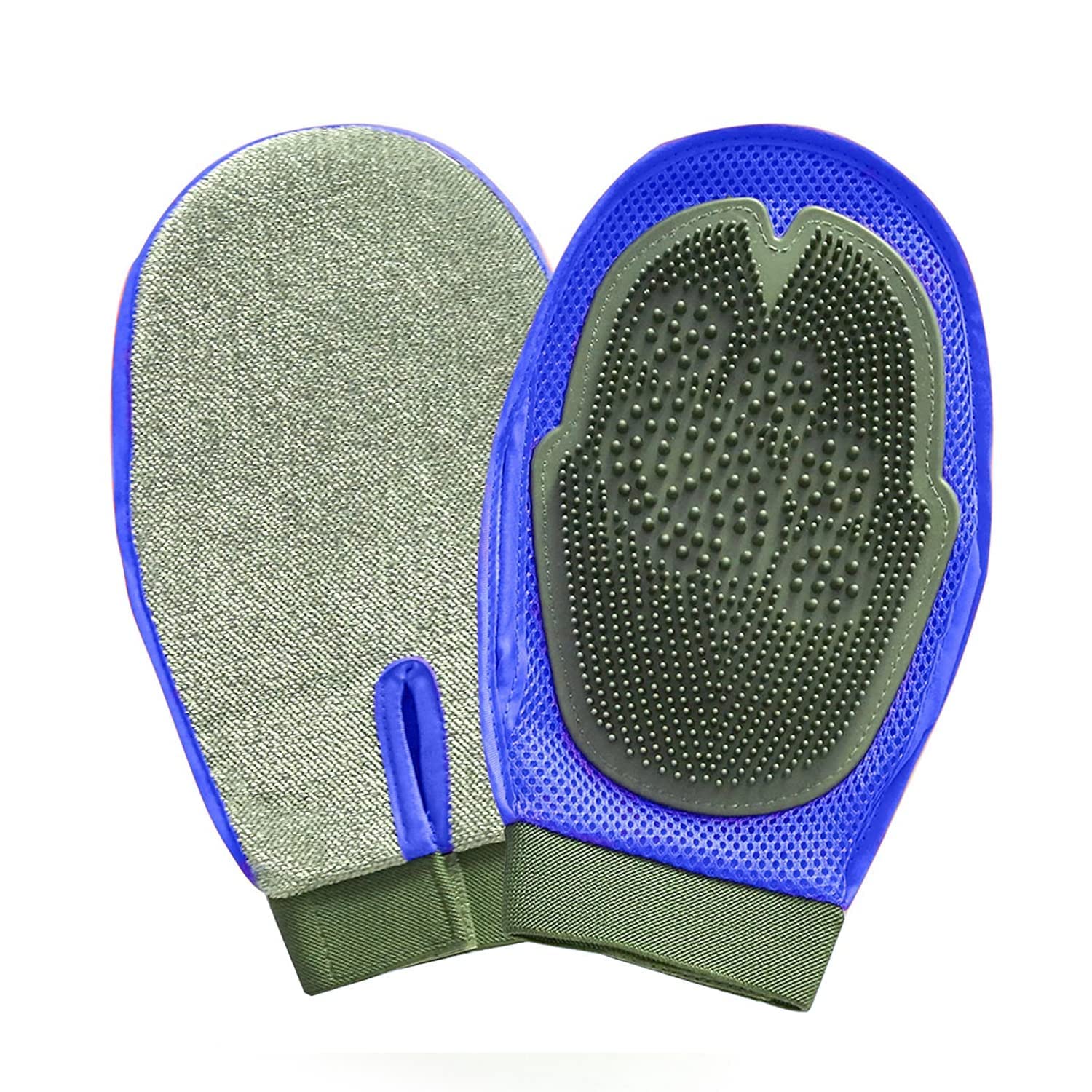 Emily Pets Pet Grooming Glove Shedding Brush Glove, Effective Pet Hair Removal Glove, Perfect for Dogs and Cats (Blue)