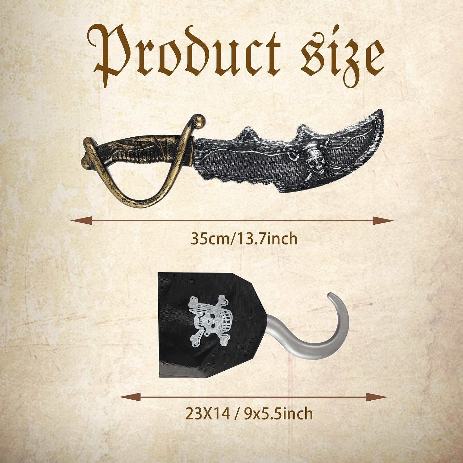 xutengy 5Pcs Pirate Accessories Halloween Costume，Halloween Party Favor Supplies Include Tie Headband Pirate Hat ，Black Pirate Eye Patch for Kids Girls