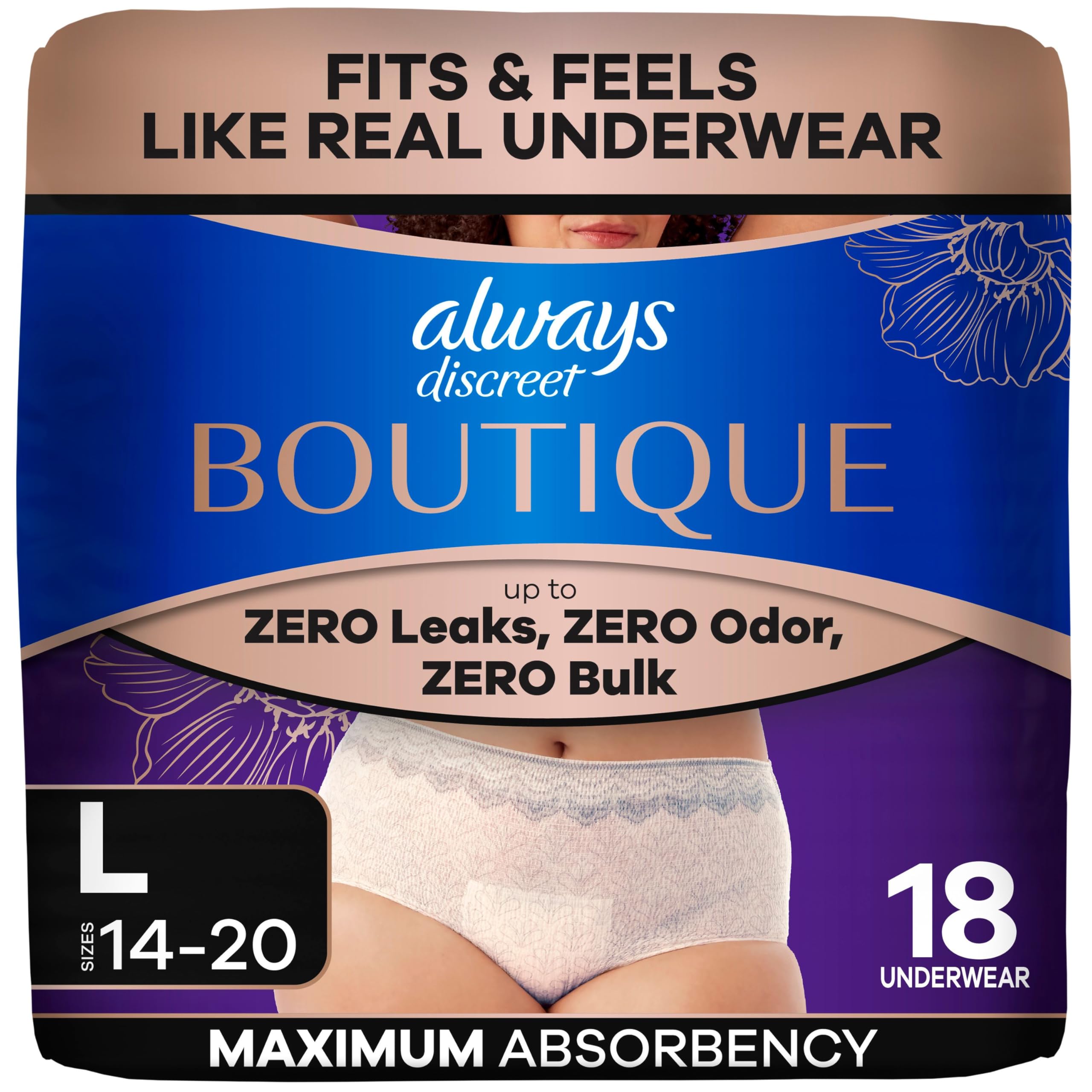 Always Discreet Boutique Incontinence Underwear for Women, Large, 18 Count-image-10