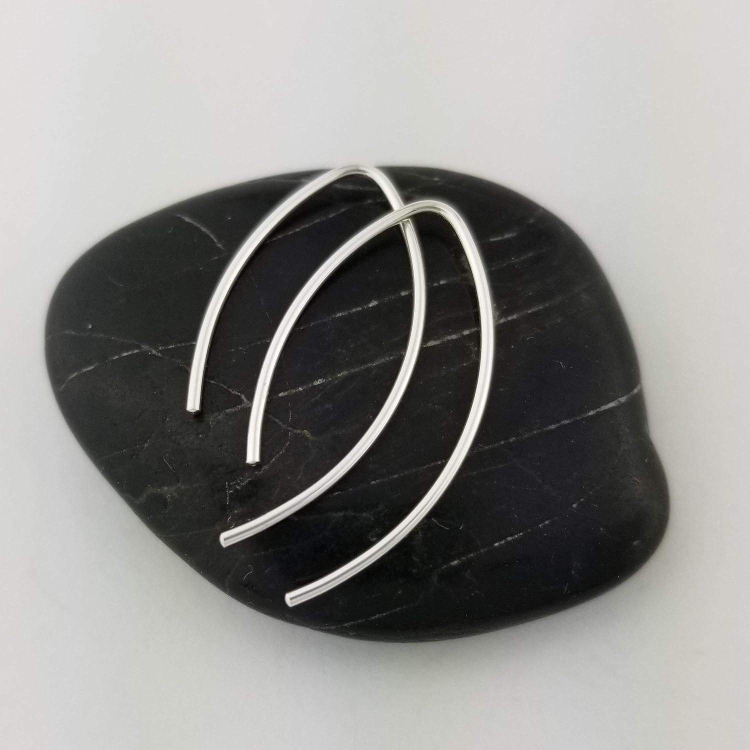 1 Inch Thin Sterling Silver Threader Earrings Open Hoop 20 Gauge (.8mm) - Image 6