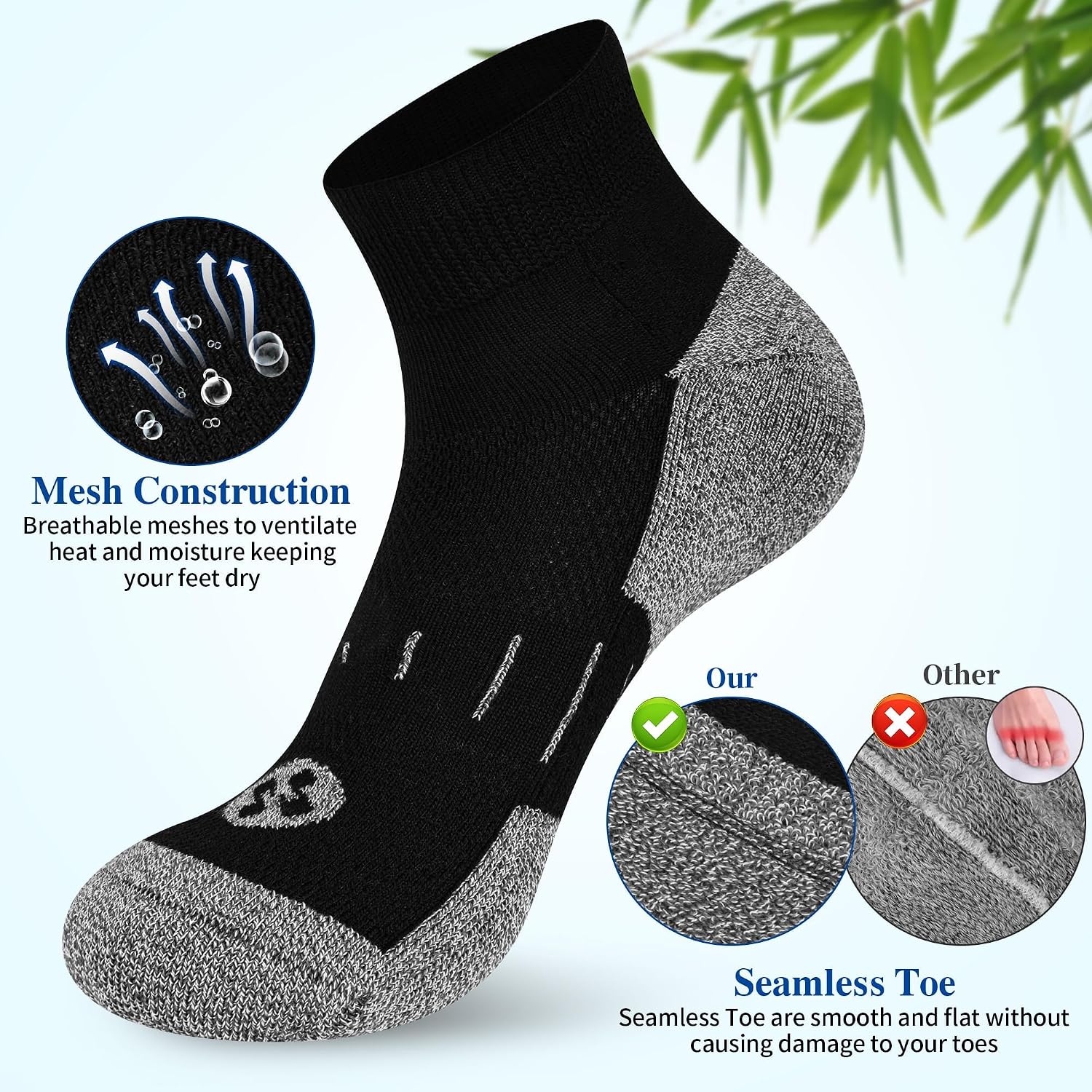 Diabetic Socks for Men,6 Pairs Ankle Mens Diabetic Socks,Diabetic Neuropathy Socks for Men Size 9-12/10-13/13-15.