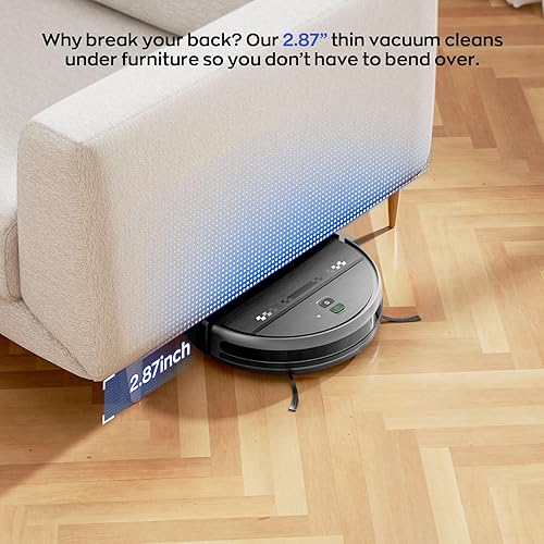 Miniatura 4 de Robot aspirador y trapeador combinado, robot aspirador 2 en 1 con succión de 2300 Pa, diseño delgado de 2.87 pulgadas, control de