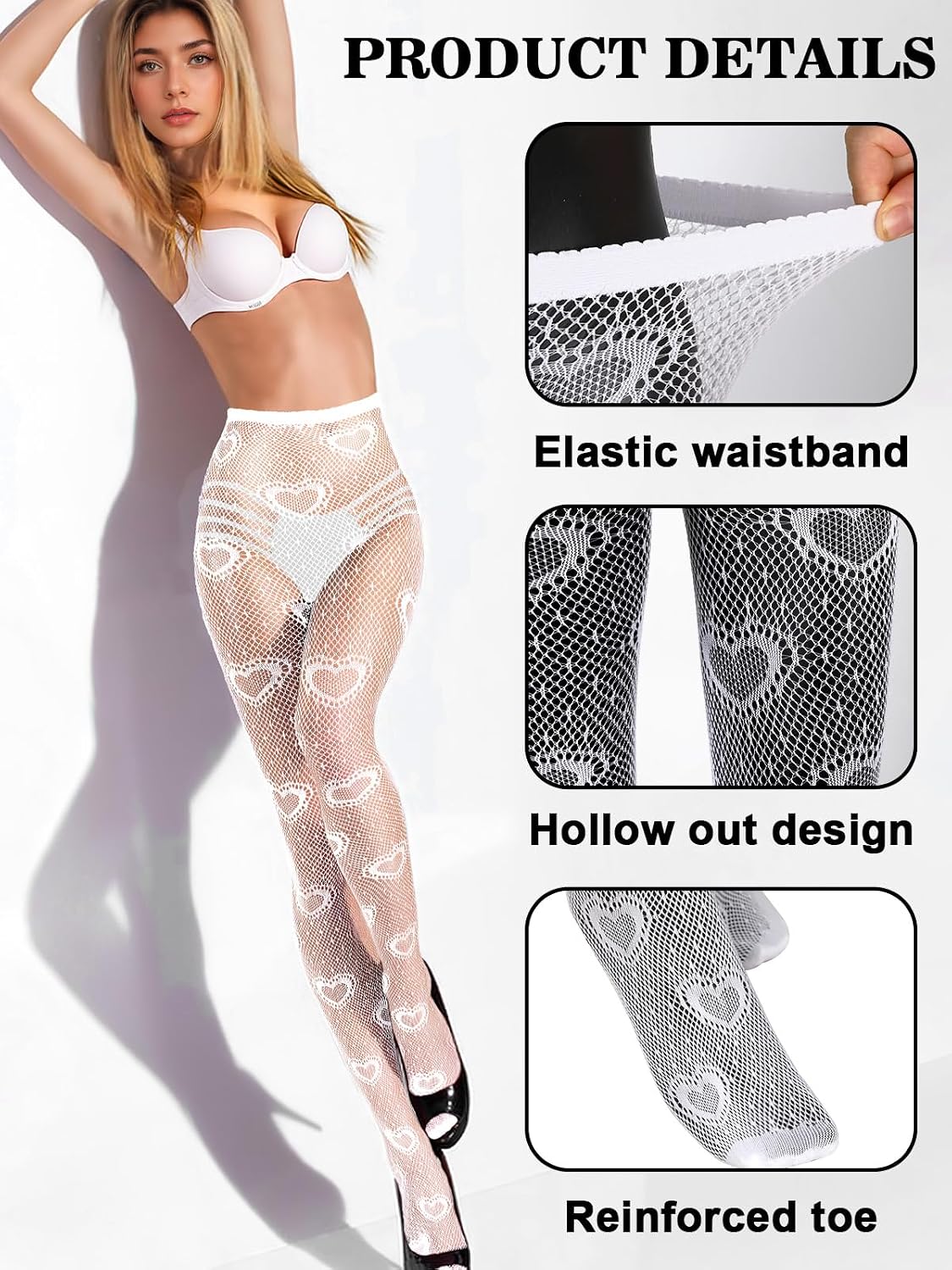 4 Pairs Tights Fishnet Stockings Floral Pantyhose Stockings Leggings Lace Tights for Women Girls Halloween