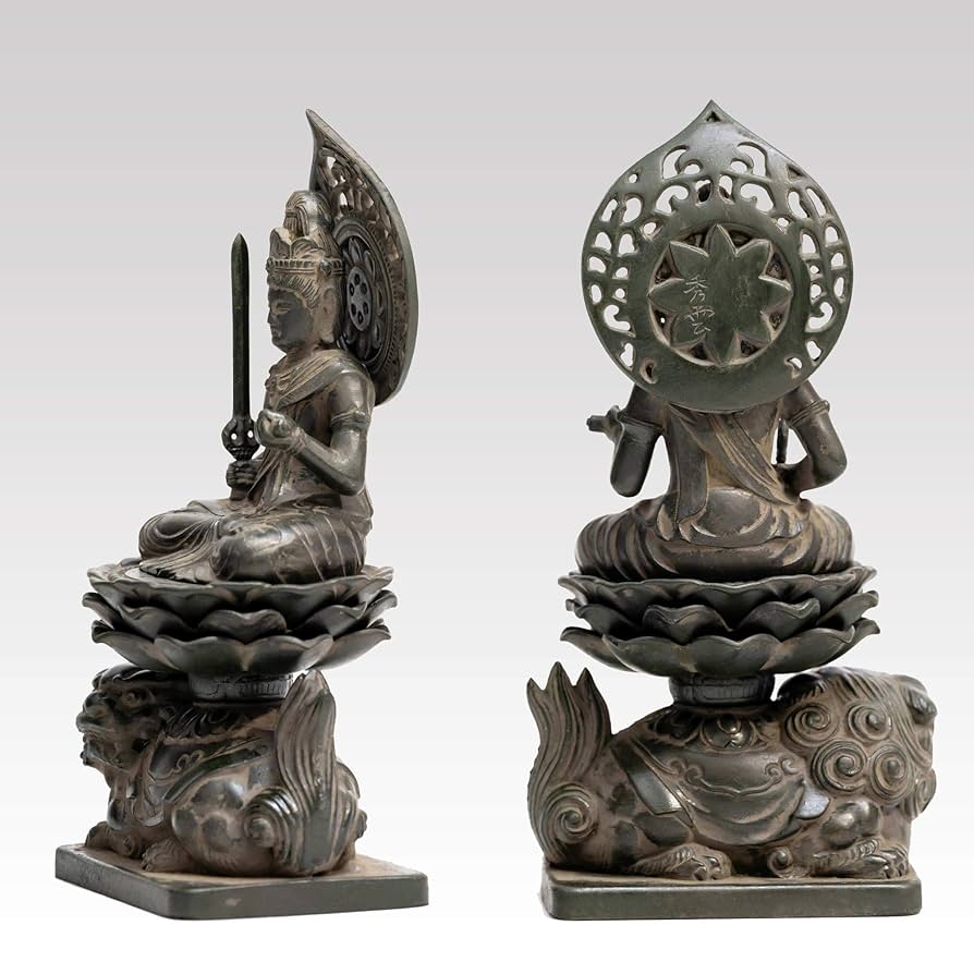 Amazon｜仏像 文殊菩薩 15cm （古美青銅） 仏師：牧田秀雲 原型