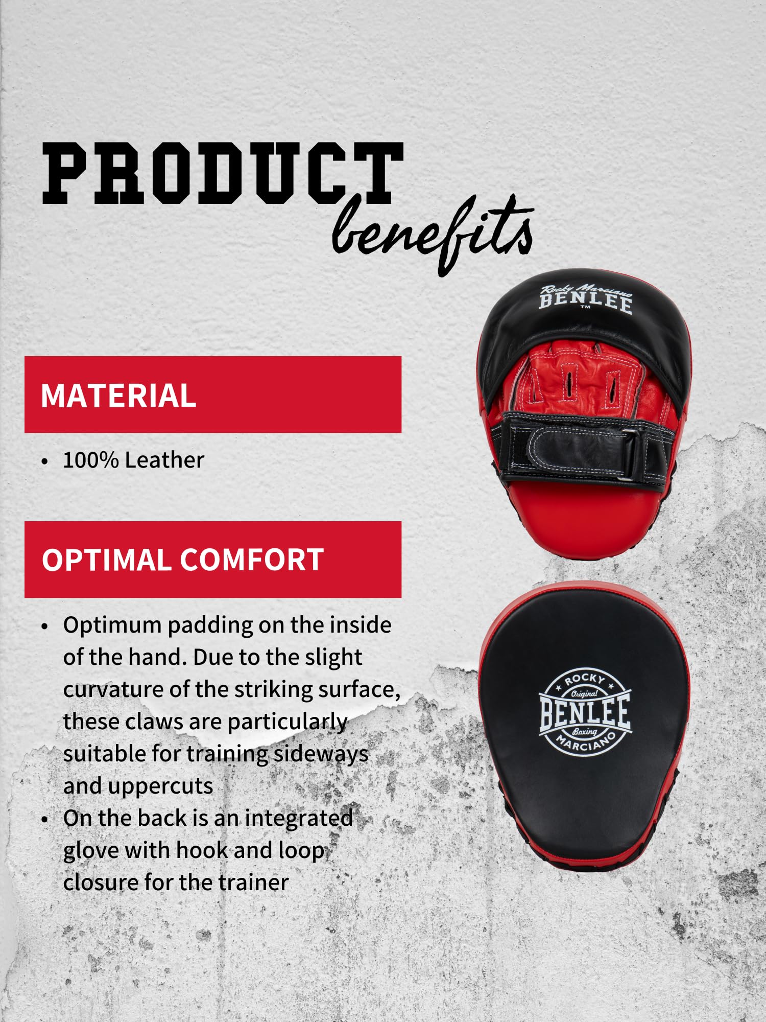 BenLee Punch Mittens Leather Tucson One Size Black/Red