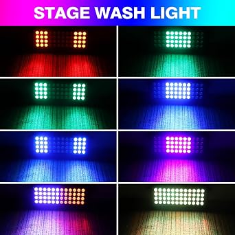 U`King LED Stage Light Wall Washer Bar,80W 48LEDs RGB Dj Lights Bar 2/8/12 DMX Control Auto Play Sound Activated Uplight Strobe Light for Parties Wedding Disco Party Stage Lighting(4)