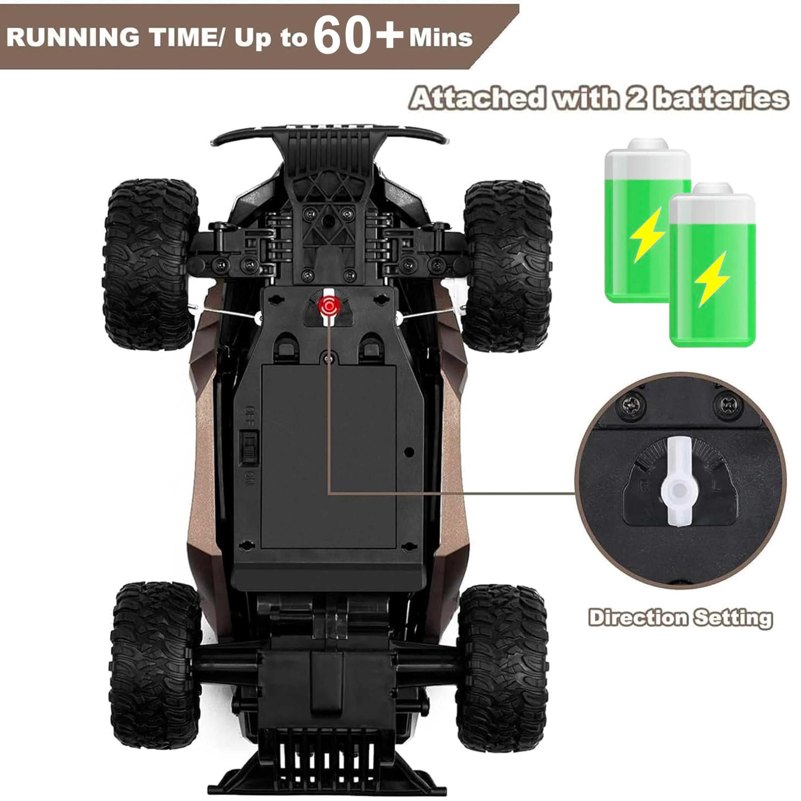 KINSAM Macchina Telecomandata,1/16 Macchinine Giocattolo per Bambini per 6-12 Anni, 20Km/h Macchina Telecomandata per Bambini,Auto Telecomandata 2 Batterie,2.4Ghz Rc Drift Car,Camion Telecomandato