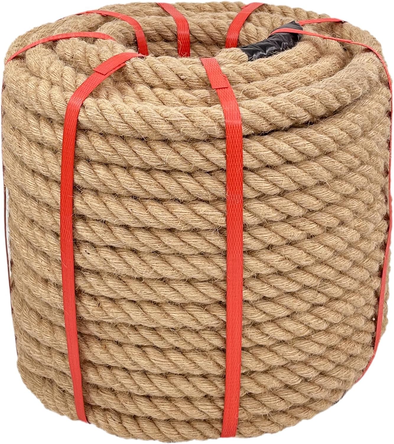 1-1/2 Inch x 100 Ft Hemp Rope, 3800 Lbs Working Strength, 4 Strand Twisted Cord for Battle Rope, Dock Piling, Tug of War & Landscaping