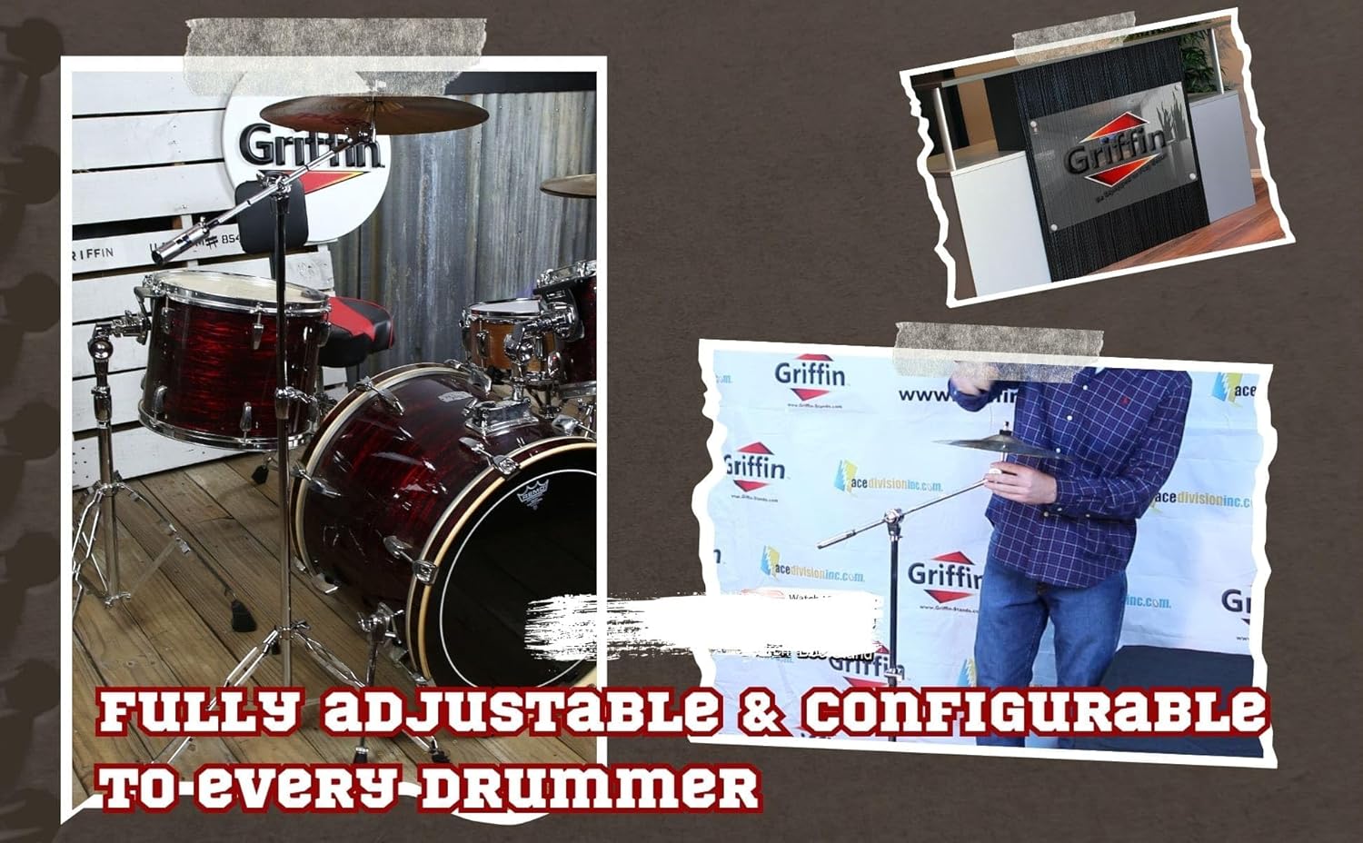 Griffin Cymbal Boom Stand (Percussion TiltPro X Edition) Heavy-Duty Double Braced Drum Hardware with Counterweight Arm for Crash, Ride