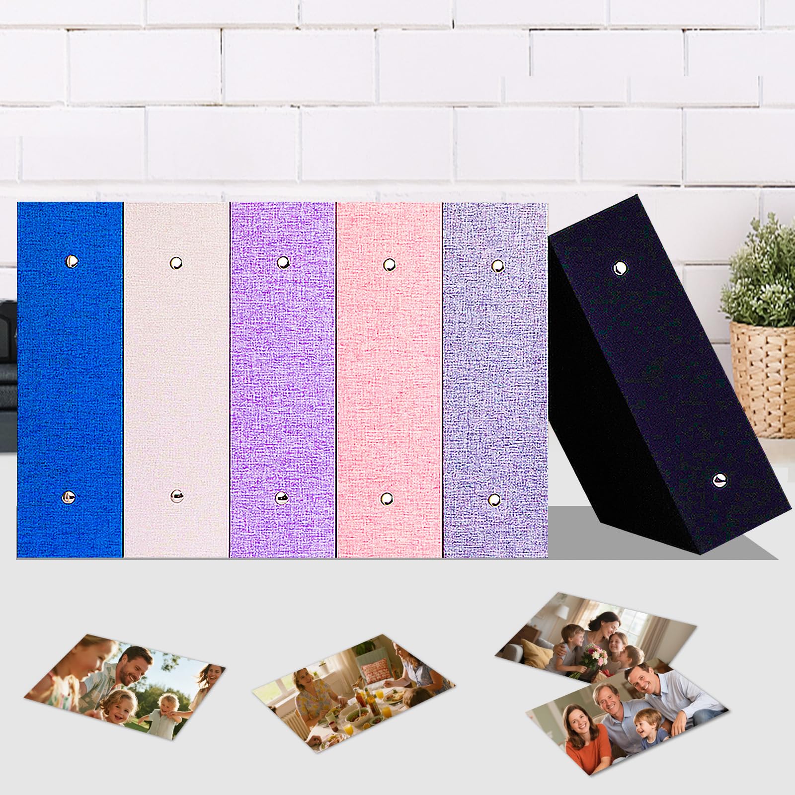 Ruibytree Album Photo Pochettes 10x15 pour 1000 Photos, Extra Grand Format, Couverture en Lin avec Fenêtre Avant, Accueille Photos Horizontal et Vertical, Idéal pour Famille, Mariage (Noir)