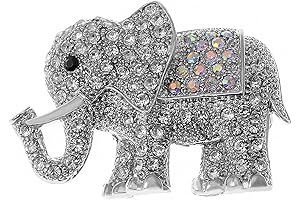 Alilang Indian African King Elephant Clear Crystal Rhinestone Animal Kingdom Silver Tone Brooch Pin