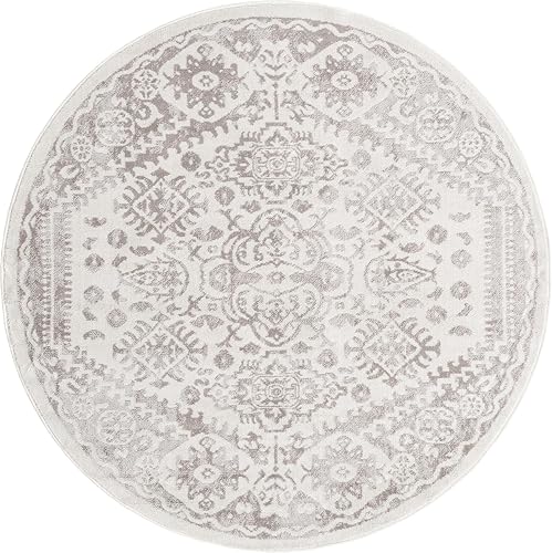 Miniatura 2 de Rugs.com Oxford Collection - Alfombra redonda de 5 pies, color crema, perfecta para cocinas, comedores