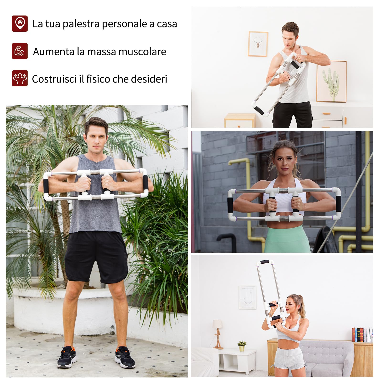 GOFITNESS Push Down Bar Attrezzo per Pettorali | Esercizi Petto, Braccia, Spalle, Addominali e Schiena - Allenatore per Pettorali Attrezzo per Allenamento della Forza a Casa