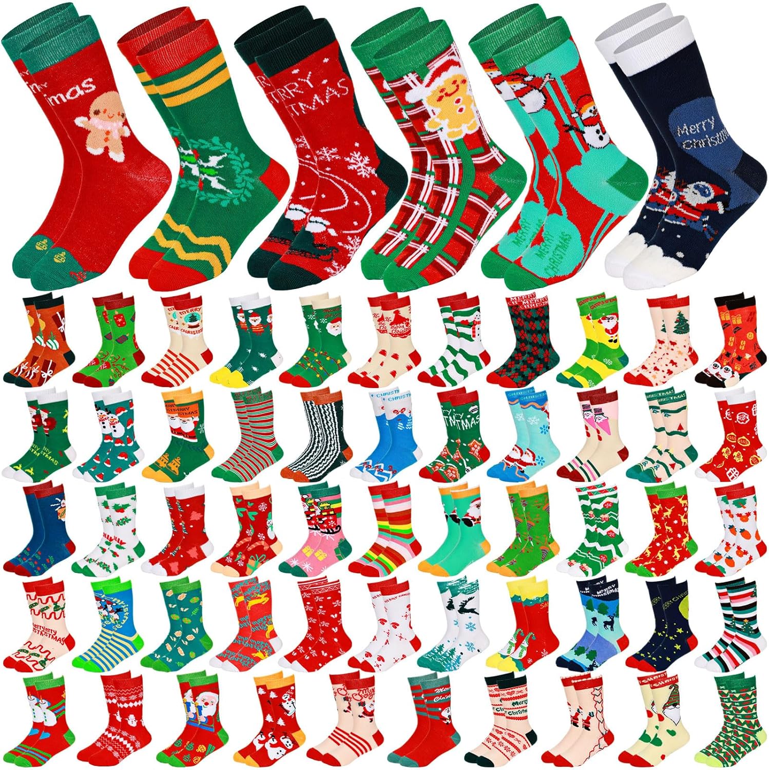 Liitrsh 60 Pairs Kids Christmas Socks Colorful Creative