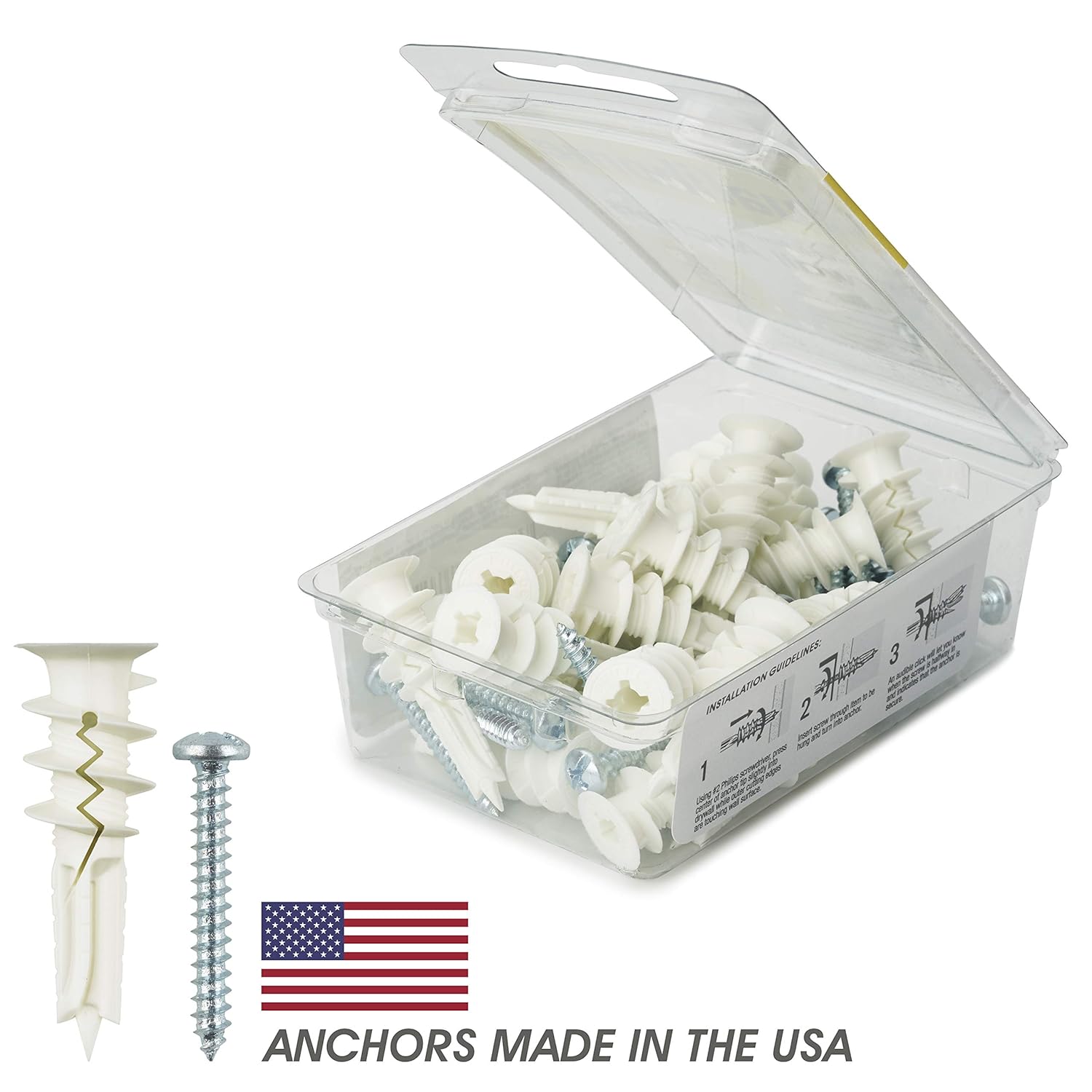 #8 Self Drilling Drywall Plastic Anchors with Screws - No Pre Drill Hole Preparation Required - 75 Lbs: Industrial & Scientific