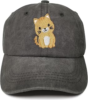 Embroidered Animal Baseball Hats for Boy and Girl, Kid Birthday Gift | Cute Animal Cotton Baseball Cap for Children Toddler Zoo Trip, Birthday, One Size Fit Most