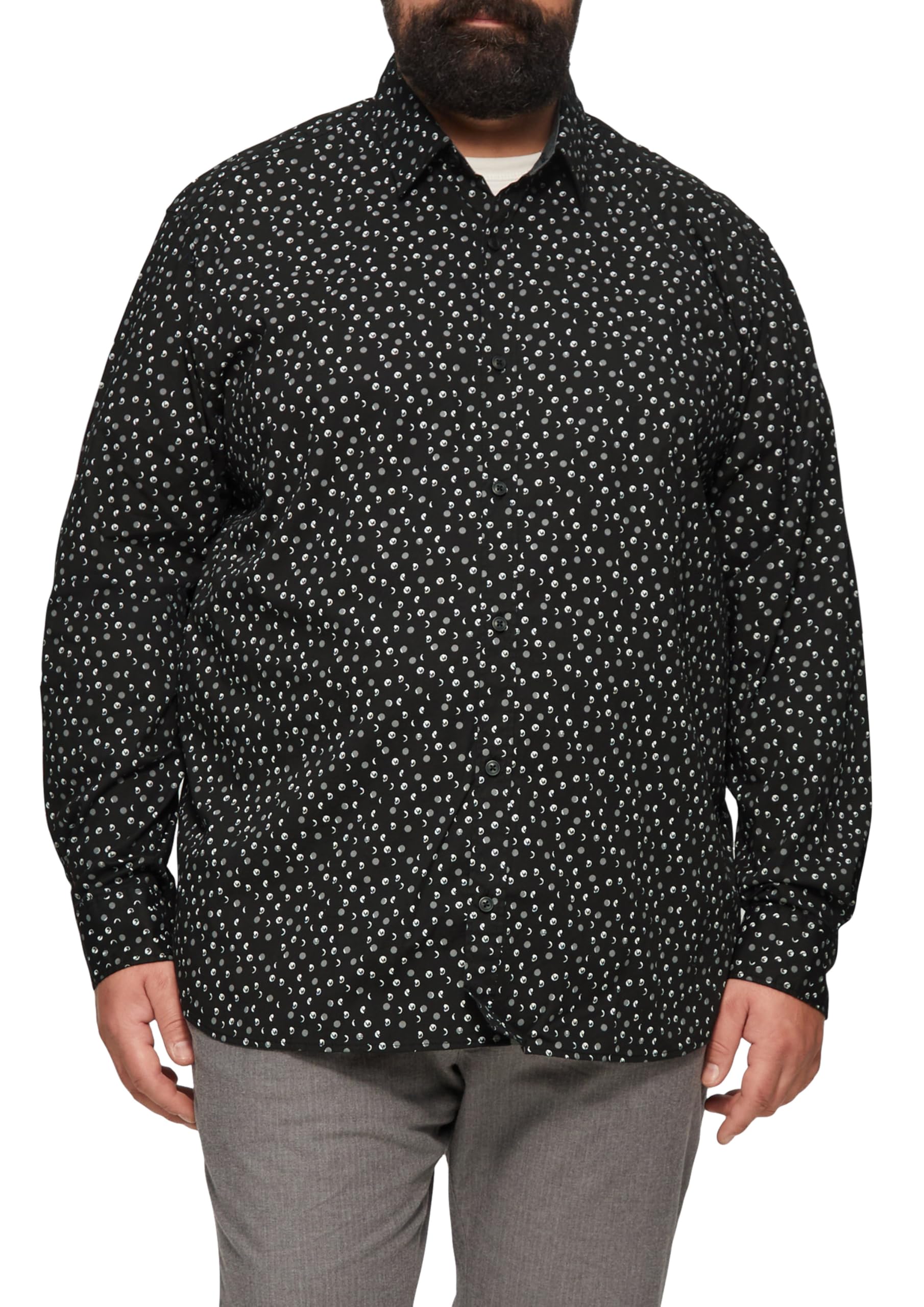 s.Oliver Slim Fit: Gemustertes Popeline-Hemd mit Kentkragen