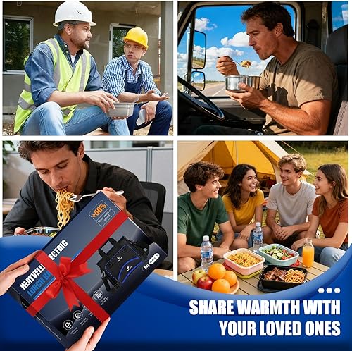 Miniatura 8 de Lonchera térmica de 20 litros, bolsa de almuerzo aislada, lonchera eléctrica ajustable de 3 temperaturas para adultos, 12 V24 V110 V, calentador de