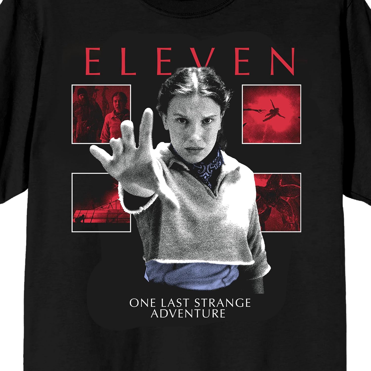 Stranger Things 5 Eleven Adult Black Crew Neck Short Sleeve T-Shirt