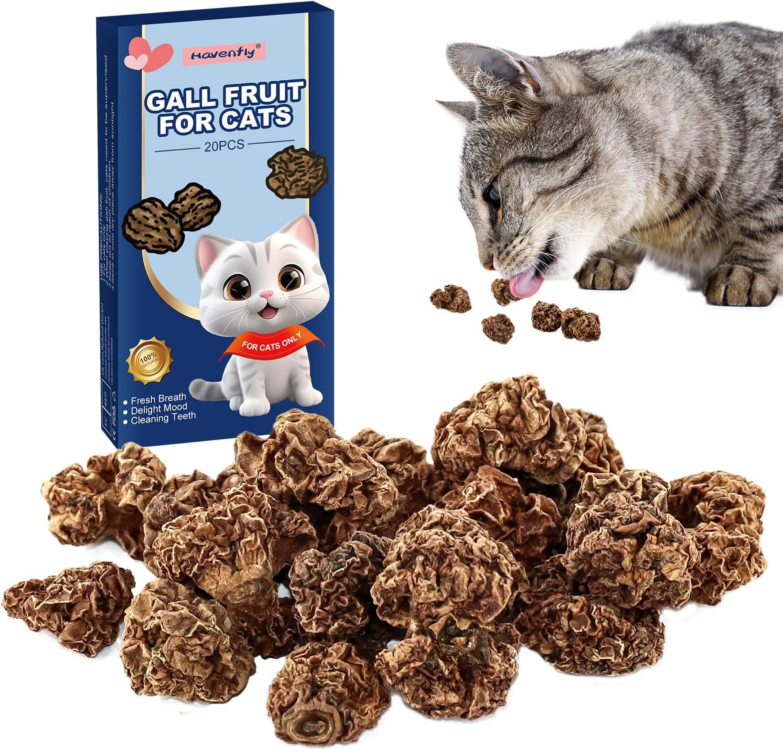 20pcs Dried Silvervine Gall Fruit, Natural Silver Vine Cat Chew Toy, Matatabi Cat Toy for Dental Cleaning Hard chew Cheer up