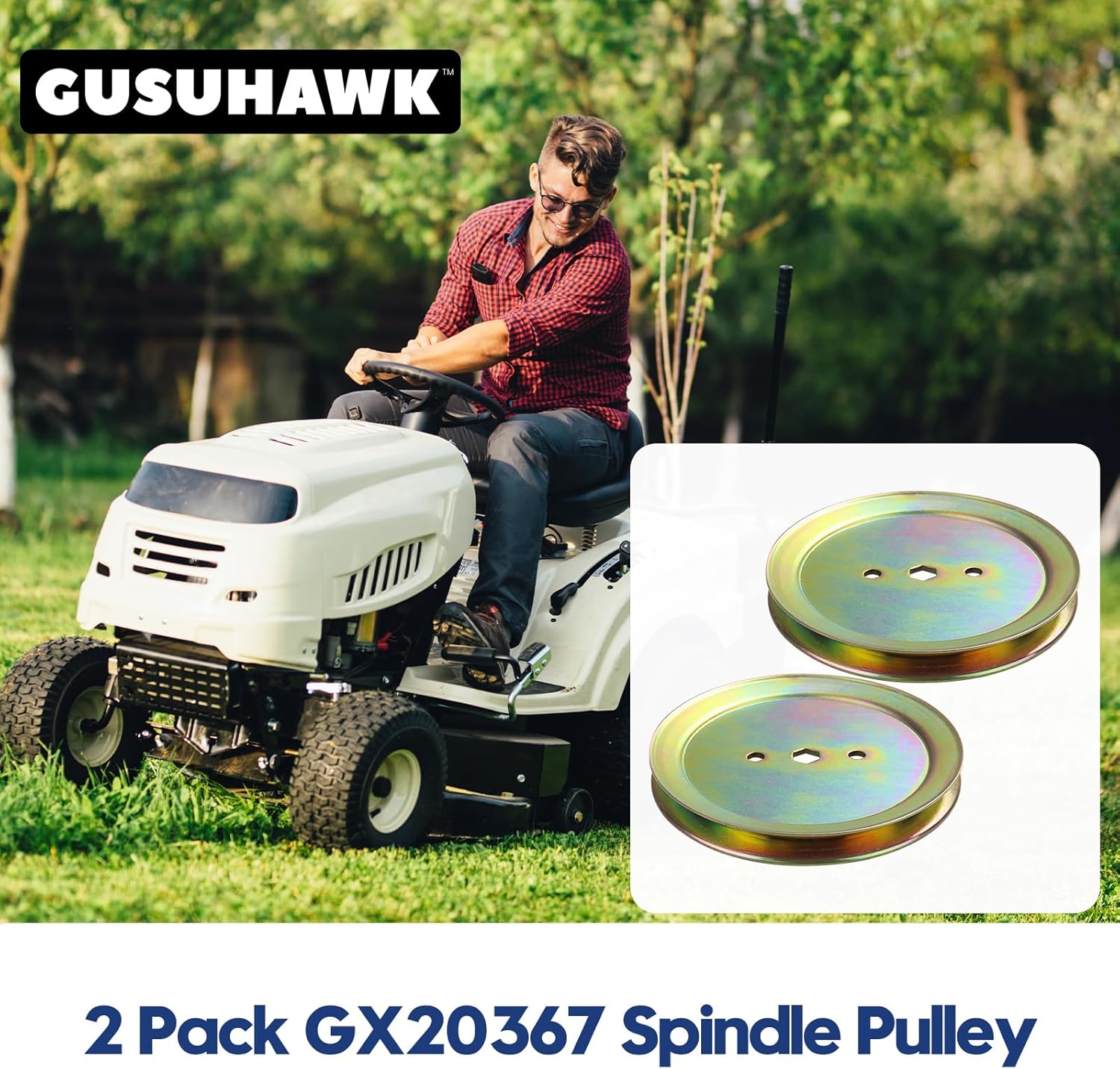 2 Pack GX20367 Pulley Replace John Deere GX20367, UC23728 for John Deere L100, L110, L111, L118, D100, D105, D110, D125, D130, LA105, LA110, LA115, LA125, LA135, E100, E110, 125 Tractors