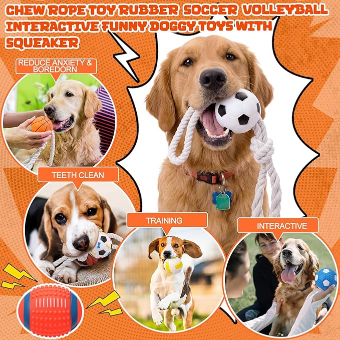 Set de 9 Juguetes de Látex para Perros con Cuerda y Chillido miniatura 5