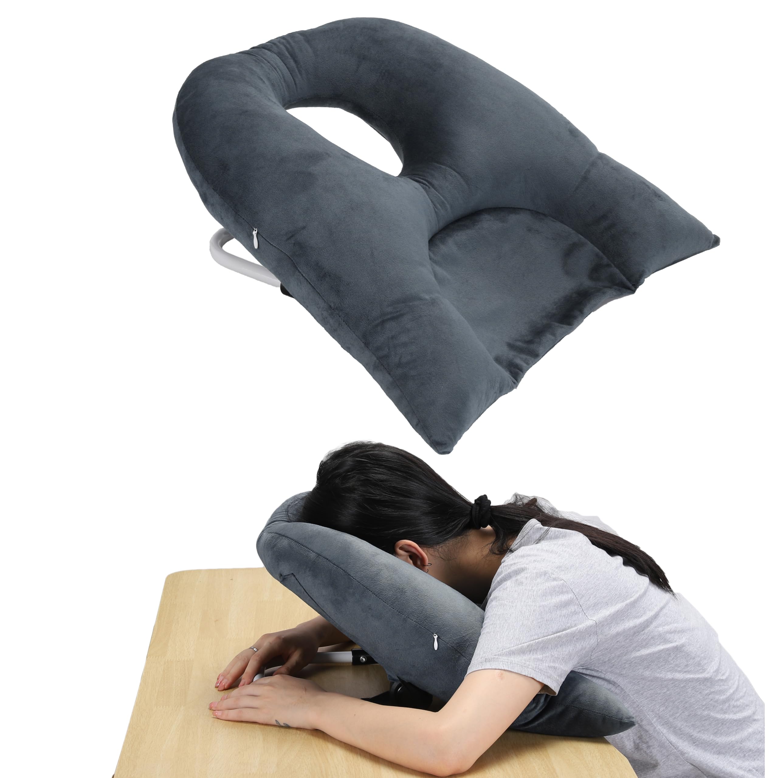 New Upgrade Face Down Pillow After Eye Surgery, Adjustable Height Prone Prone Pillow Face Down Sleep, Retina Lying Pillow, Eye Surgery Support Equipment, Gray