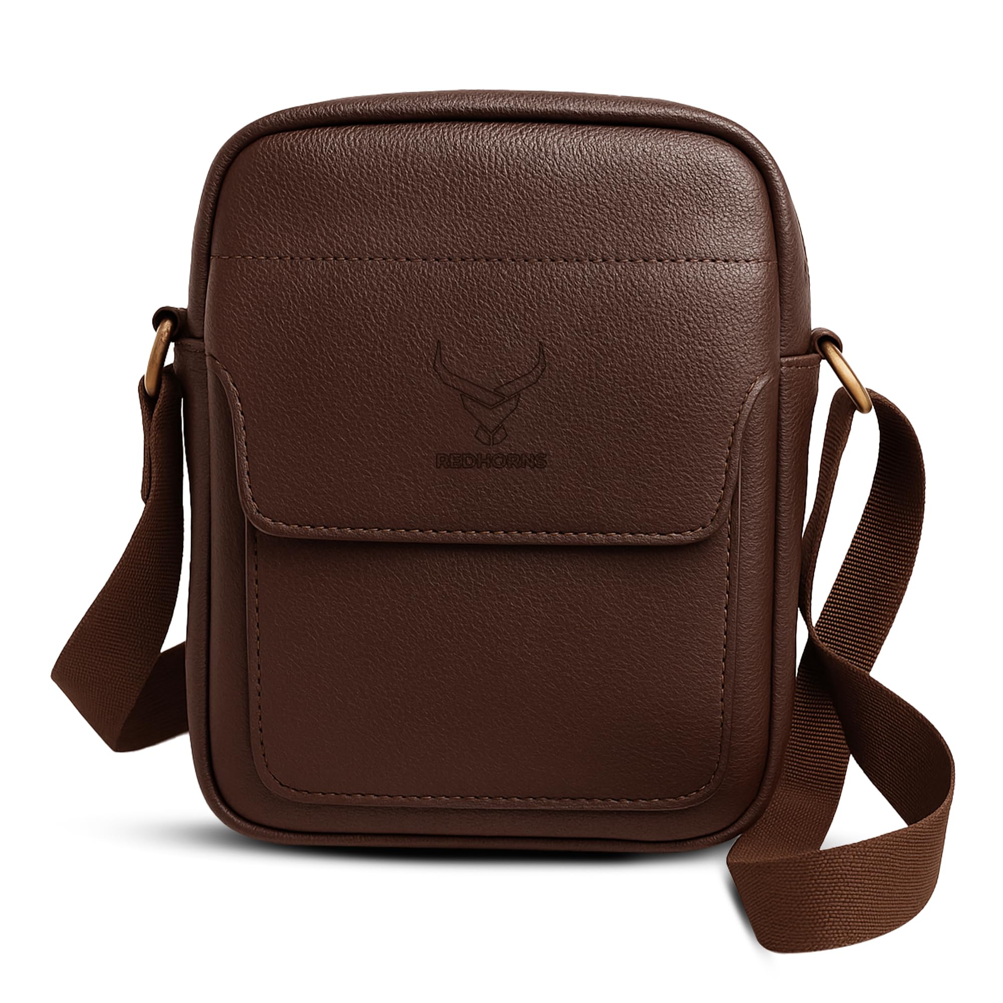 redhorns Faux Leather Small Cross Body Sling Bag for Men & Women, 3 Zipper Pockets, Business Messenger Shoulder Bag for Travel, Outdoor, Office - 15X19X5 CM-picture-34
