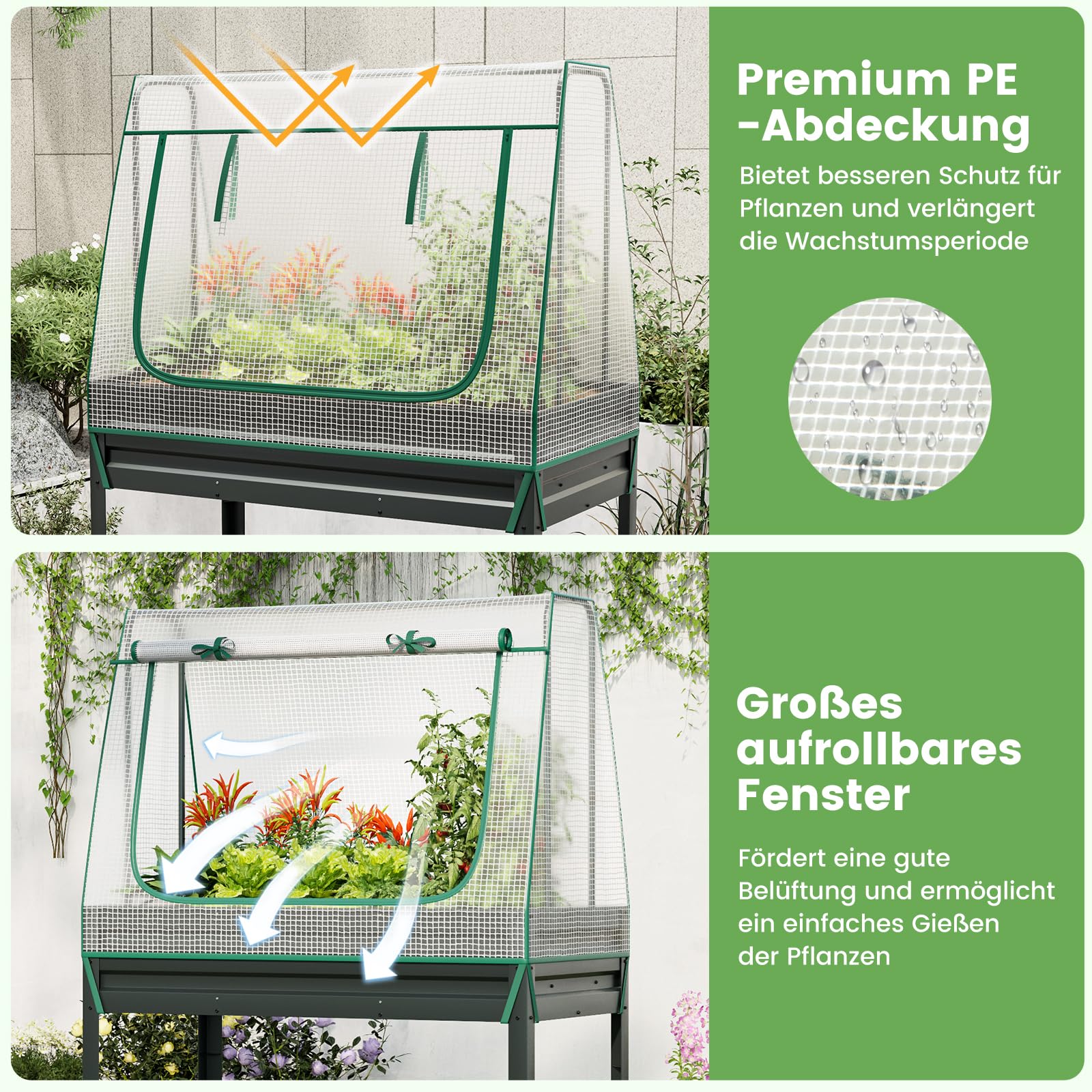 COSTWAY Blumenkasten Mit Rankgitter, Hochbeet Mit S Produktbild-Vorschau 8