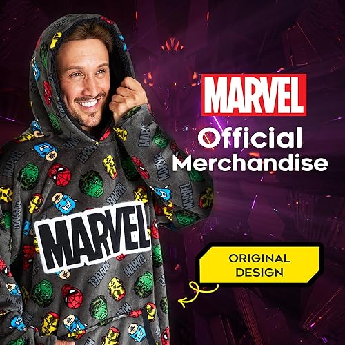 Miniatura 4 de Marvel Manta con capucha, suave y cómoda con capucha de gran tamaño para hombres y mujeres, manta moderna para adultos y adolescentes que pueden