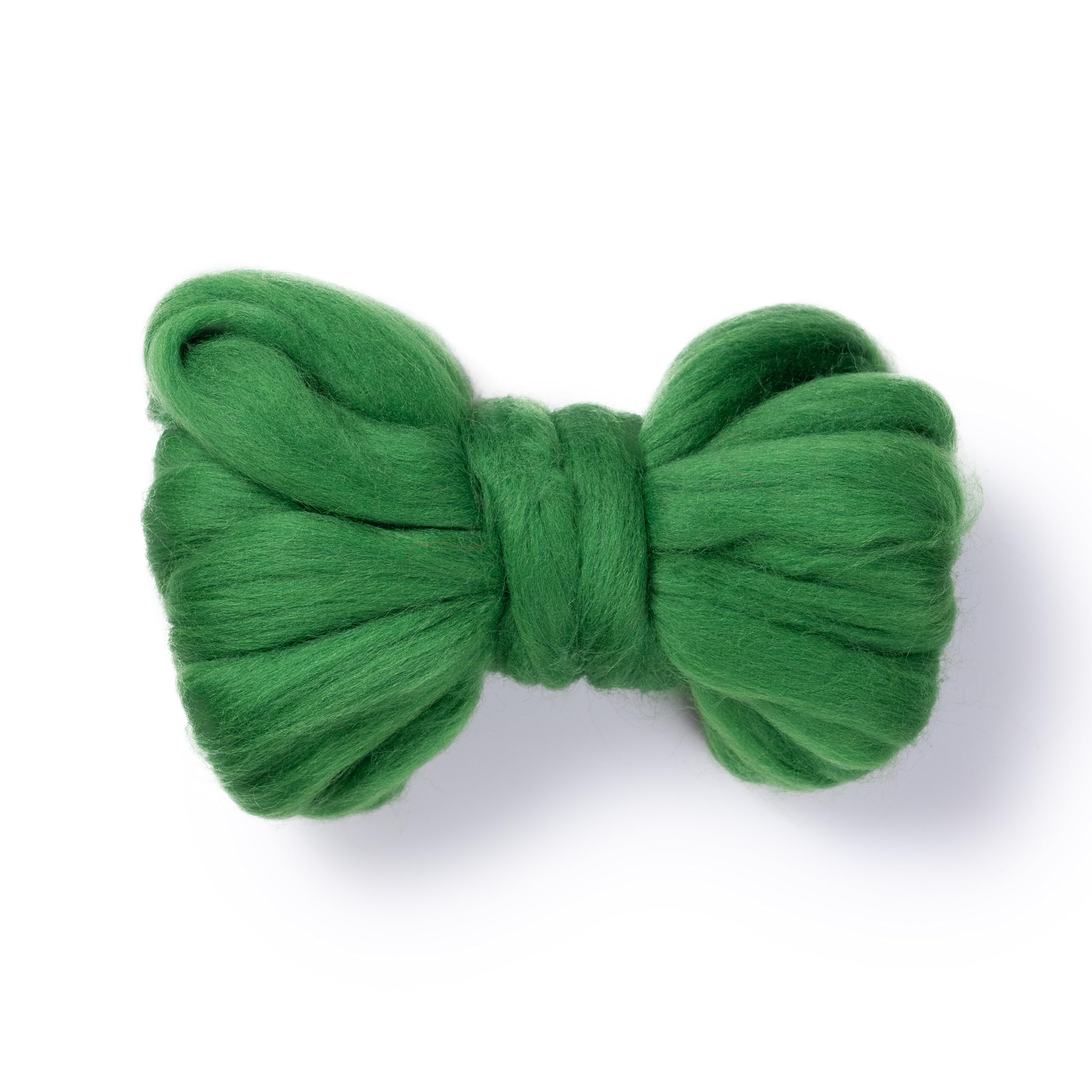 Natural Wool roving, 2 OZ. Best Wool for Needle Felting and Wet Felting, handcrafts and DIY Spinning Projects, Wool Felting Supplies. Dyed Colors. (Grass Green, 2 oz)