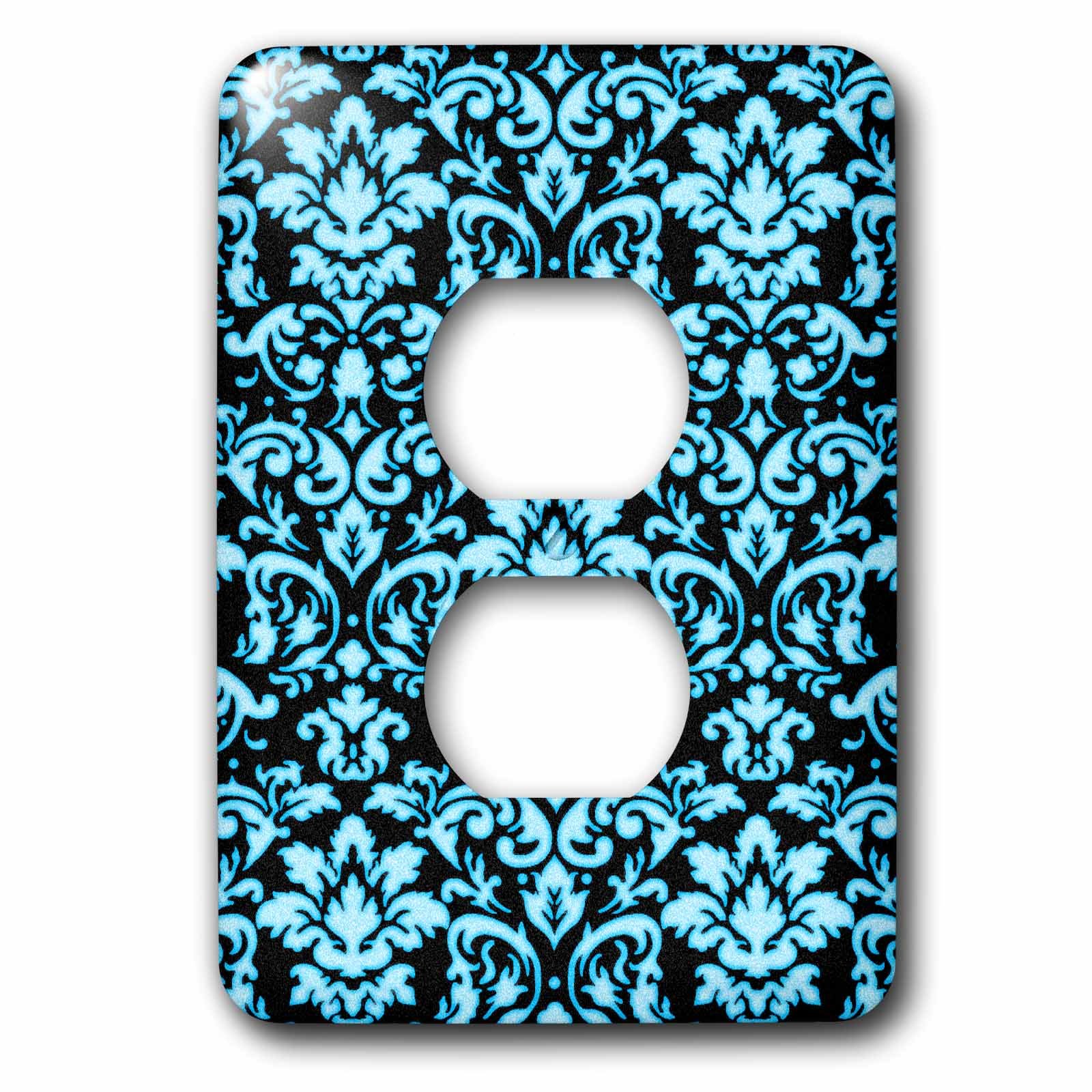 Double prise de courant motif damassé bleu blanc brillant pour cacher les imperfections