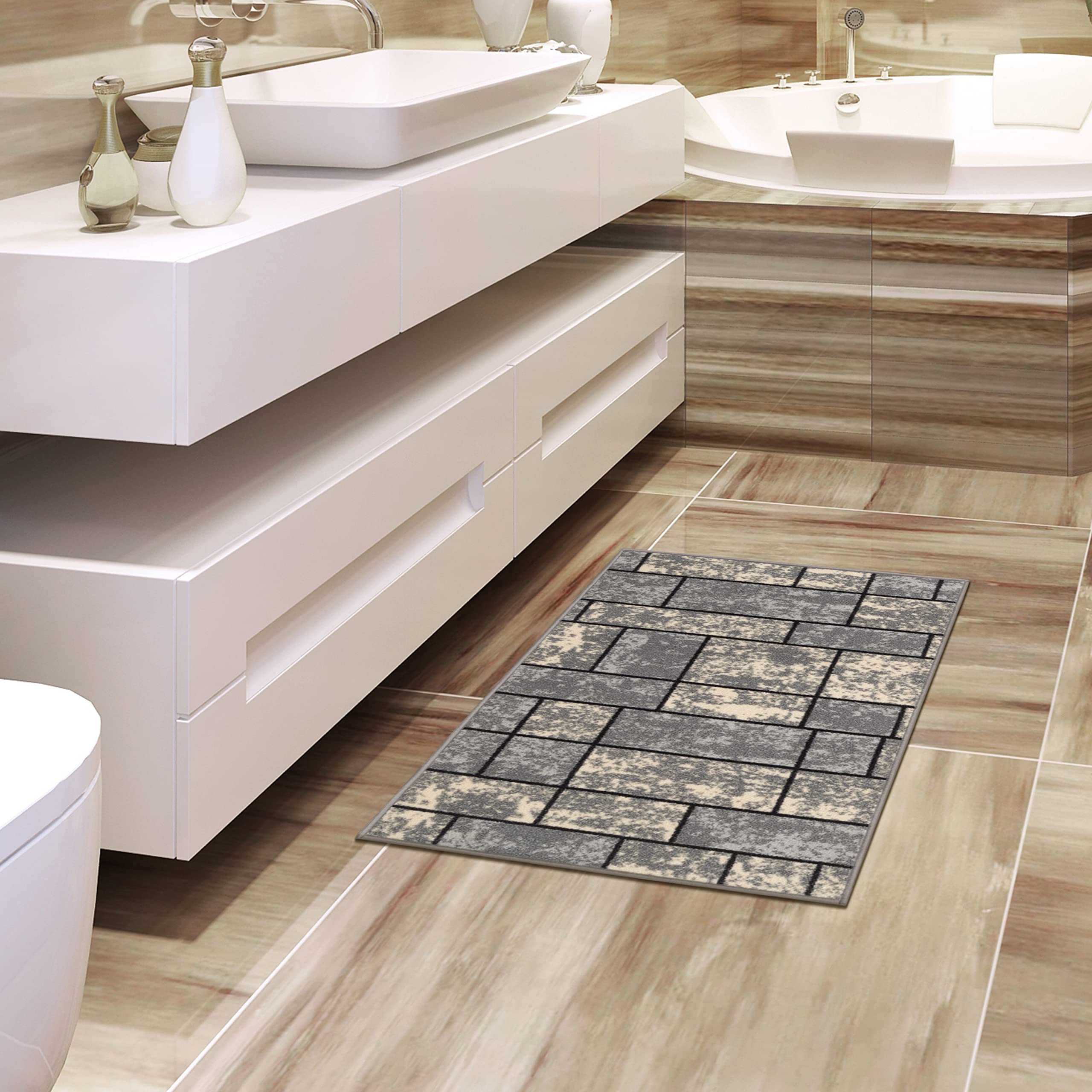 Amazon.com: Ottomanson Ottohome Collection Non-Slip Rubberback Boxes Design  2x3 Indoor Area Rug/Entryway Mat, 2'3" x 3', Gray : Home & Kitchen