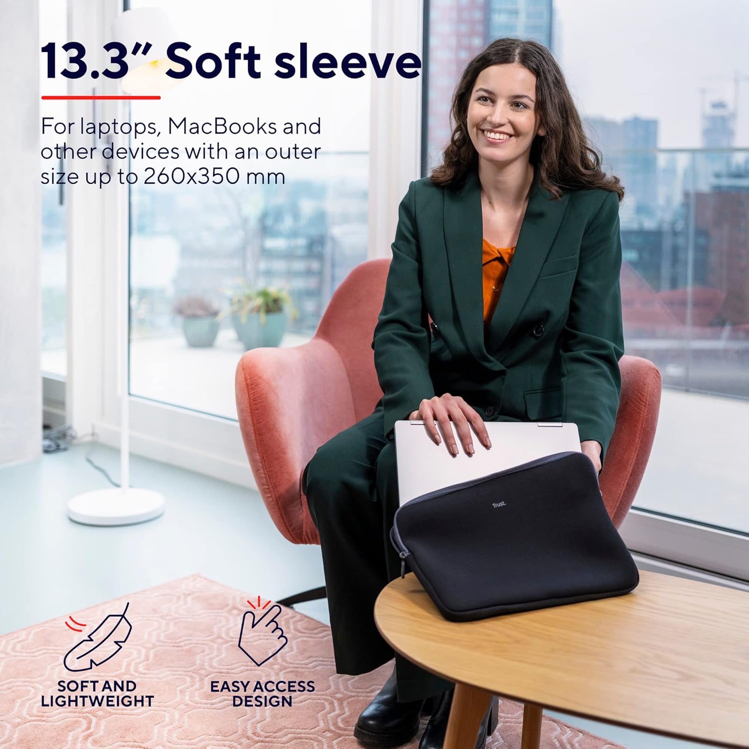 Trust 21251 Primo Soft Sleeve for 13.3-Inch Tablet - Black