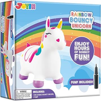JOYIN Bouncy Unicorn Horse, Kids Ride On Bouncer, Toddler Girl Bouncing Animal Hopper, Inflatable Hopping Toy for Birthday Gift, 18 Months 2 3 4 5 Year Old Kids Toddlers Boys Girls