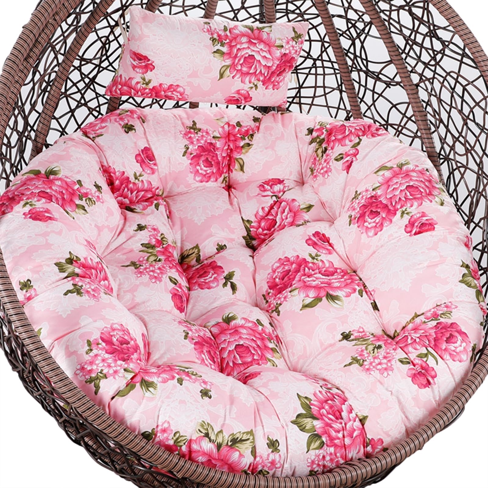 Meiiron Egg Chair Swing Cushion Replacement with Pillow and Invisible Zip, Removable Hanging Basket, Chair Cushion for Outdoor Patio, Garden, Cushion Only(Color 3,Diameter 116cm)