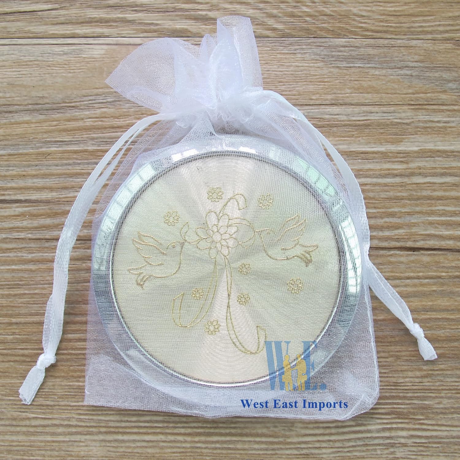 WWE Wedding Favors (12 PCS) Personalized Custom Laser Engraving Bridal Shower, Engagement Favors, Compact Mirror (Silver)