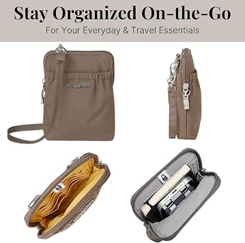 Baggallini Bryant Smartphone Pouch and Purse - Lightweight, Water Resistant Travel Bag with RFID Protection, Adjusts to Become Belt Bag or Fanny Pack