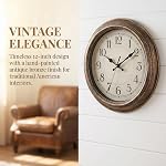 Nicunom 12-Inch Horloge murale rétro, horloges murales anciennes rondes, silencieux non-cliquetant, horloge décorative classique pour la maison salon chambre cuisine Bureau de l'école - Batterie actionnée