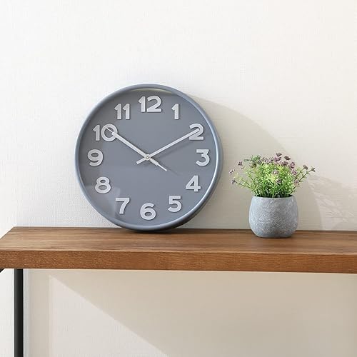 Miniatura 7 de Fuji Boeki 28108 Wall Clock, Width 11.8 x Depth 1.9 x Height 11.8 inches (30 x 4.7 x 30 cm), Sky Gray, Silent, Battery-Operated, Spica 2, 30