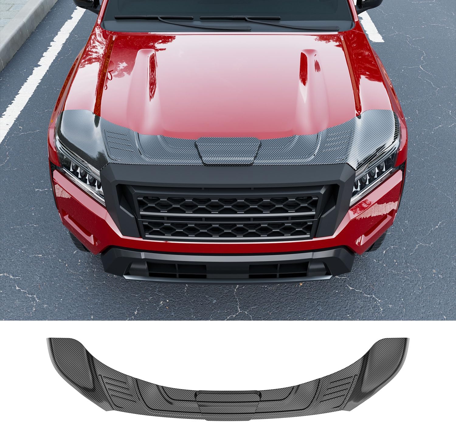 powoq Hood Deflector Compatible with 2022-2026 Nissan Frontier Deflector ABS Glossy Black Shield Hood Protector Replacement for 2022 2023 2024 2025 2026 Nissan Frontier Accessories