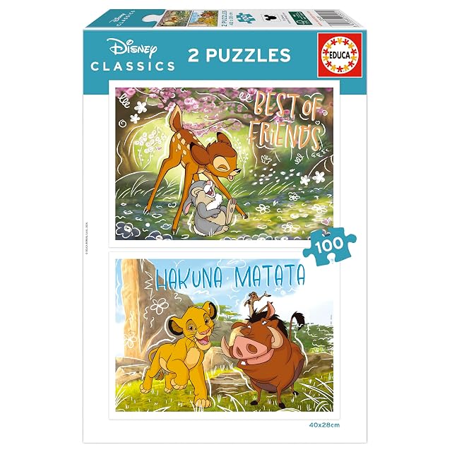Educa - Set de 2 Puzzles Infantiles con 100 Piezas | Clásicos Disney | Recomendados a Partir de 6 7 8 años (20491)