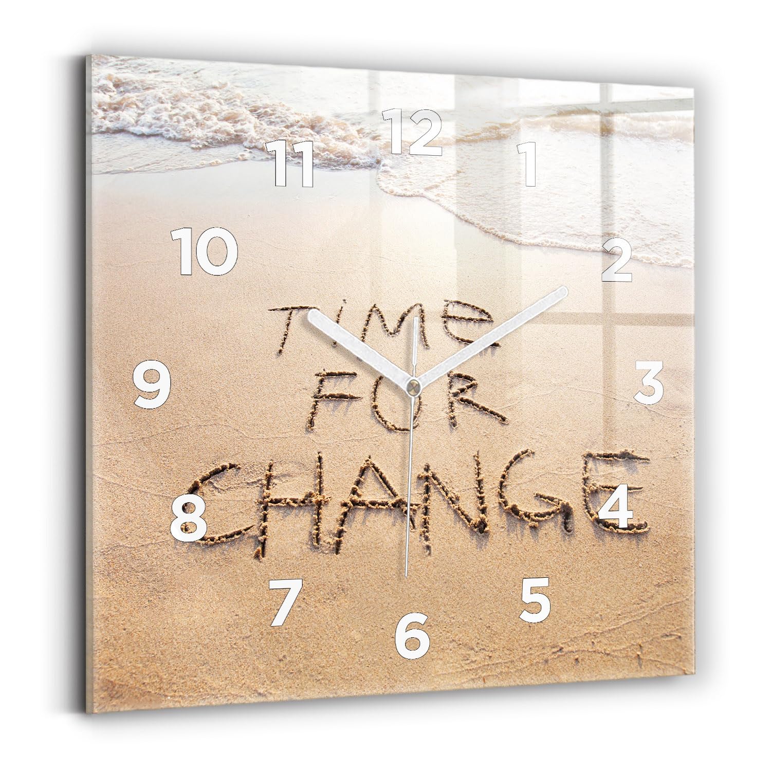Horloge carrée 30x30 cm Wallfluent à mécanisme silencieux avec aiguilles blanches