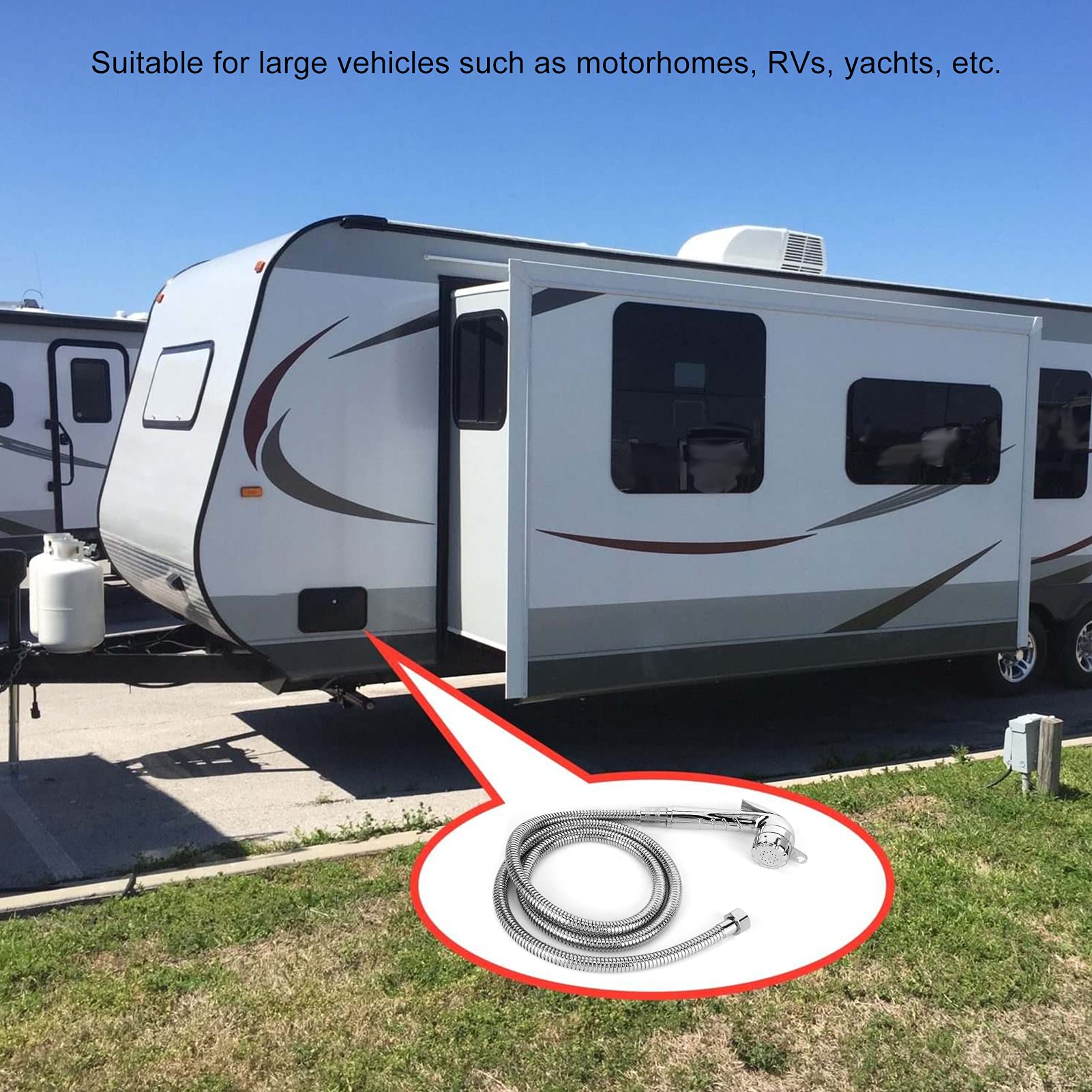 Pommeau De Douche Haute Pression Pour Camping-car Avec Tuyau – Kit De Pommeau De Douche De Rechange Avec Pause Marche/arrêt, Pommeau De Douche Intérieur Pour Camping-cars, Sellettes De Voiture