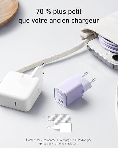 Anker Chargeur iPhone 511 (Nano 3) USB C | GaN 30W - Piq 3.0 PPS, Compatible avec iPhone 17 Plus/ 17 Pro Max/16/15/14/13, Galaxy, Pixel 4/3, iPad (Câble Non Inclus) - 4