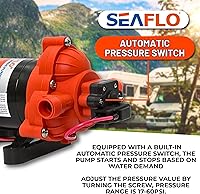 Vista 8 de Bomba de diafragma de agua con cebado automático 2,8 galones/min (10,6 l/min) 45 libras por pulgada cuadrada. Para la marina o autos caravana. 12