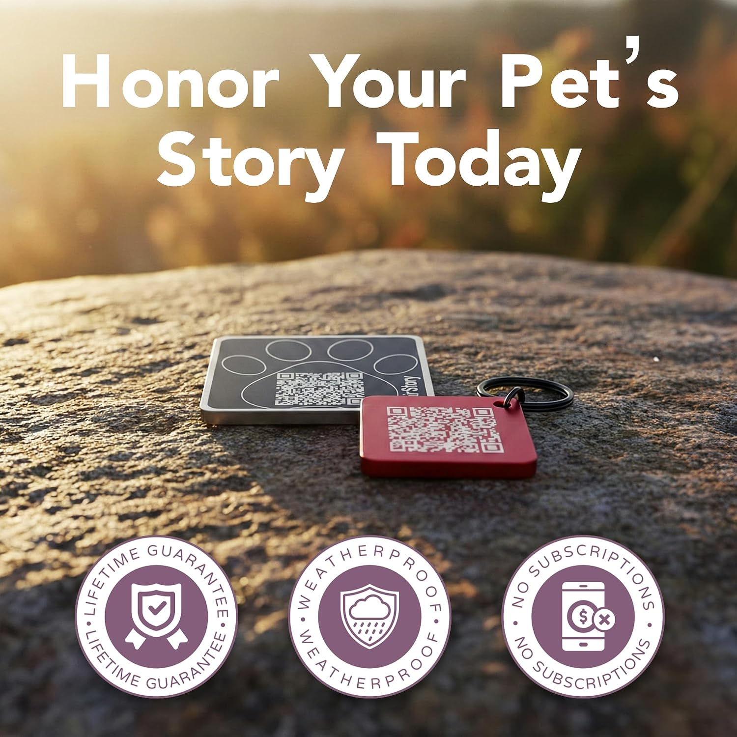 TheirStory Matters Pet Memorial QR Tag, Scan to Create Digital Memorial Page, Pet Remembrance Gift for Loss of Dog or Cat