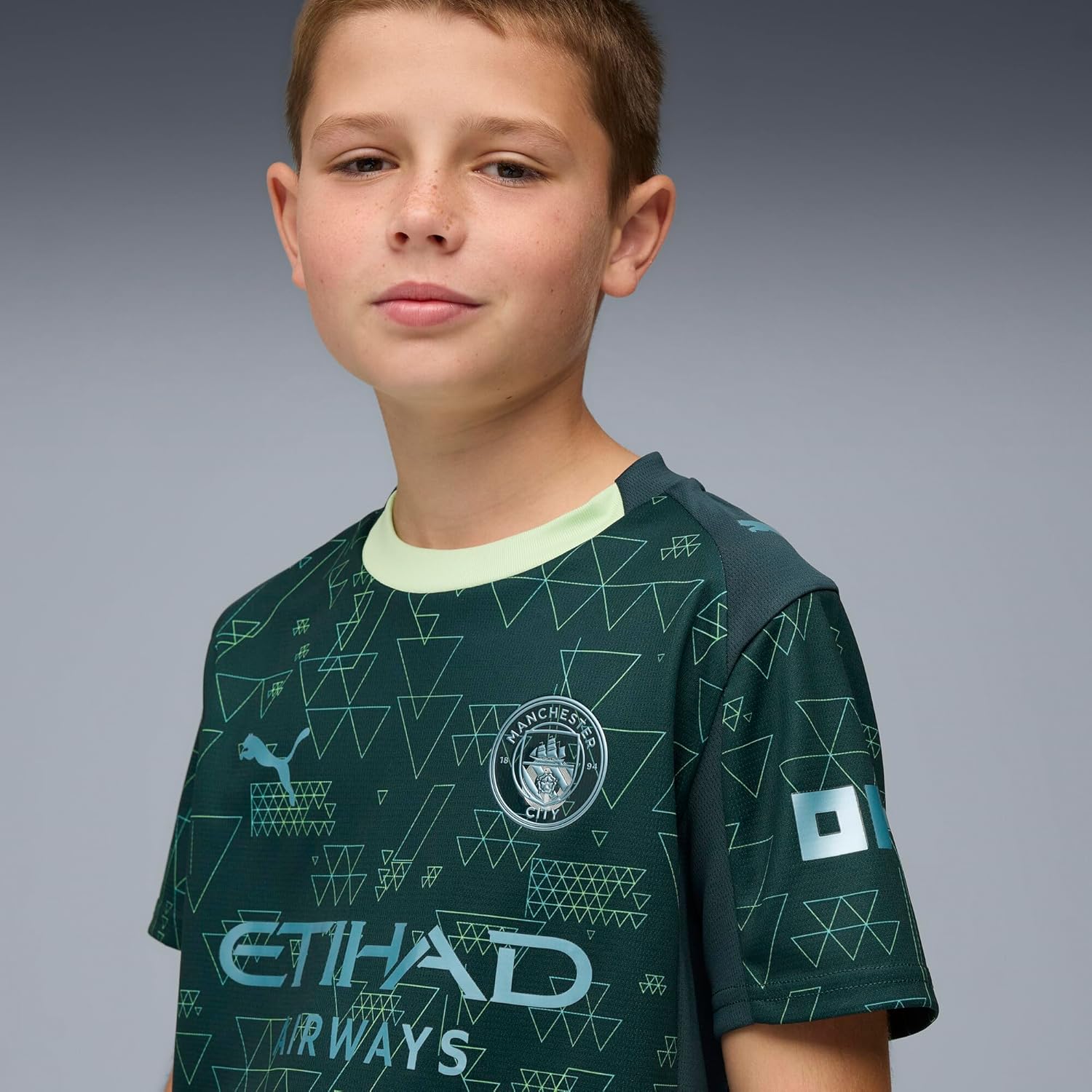 Manchester City FC Kids 2025/26 Fourth Soccer Jersey - Green Terrain - Image 4